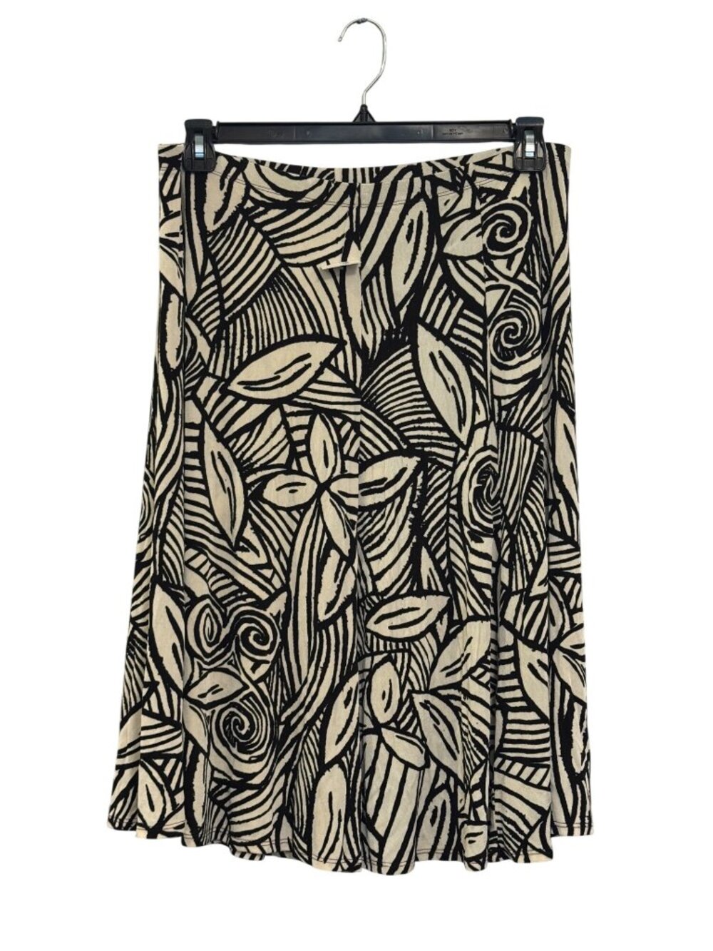 Chicos Travelers Abstract Black & White A-Line Skirt Size 3 Stretch